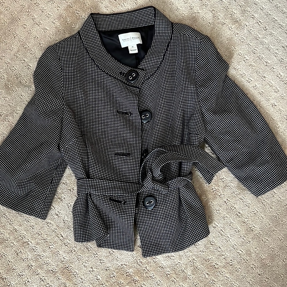White House Black Market Black and White Teddy Jacket